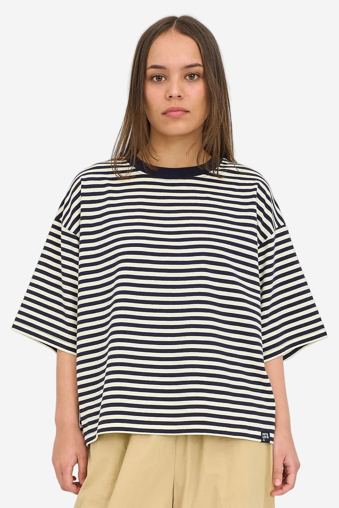 HUFFER STRIPE BILLIE TEE - BUTTER/NAVY - THE VOGUE STORE
