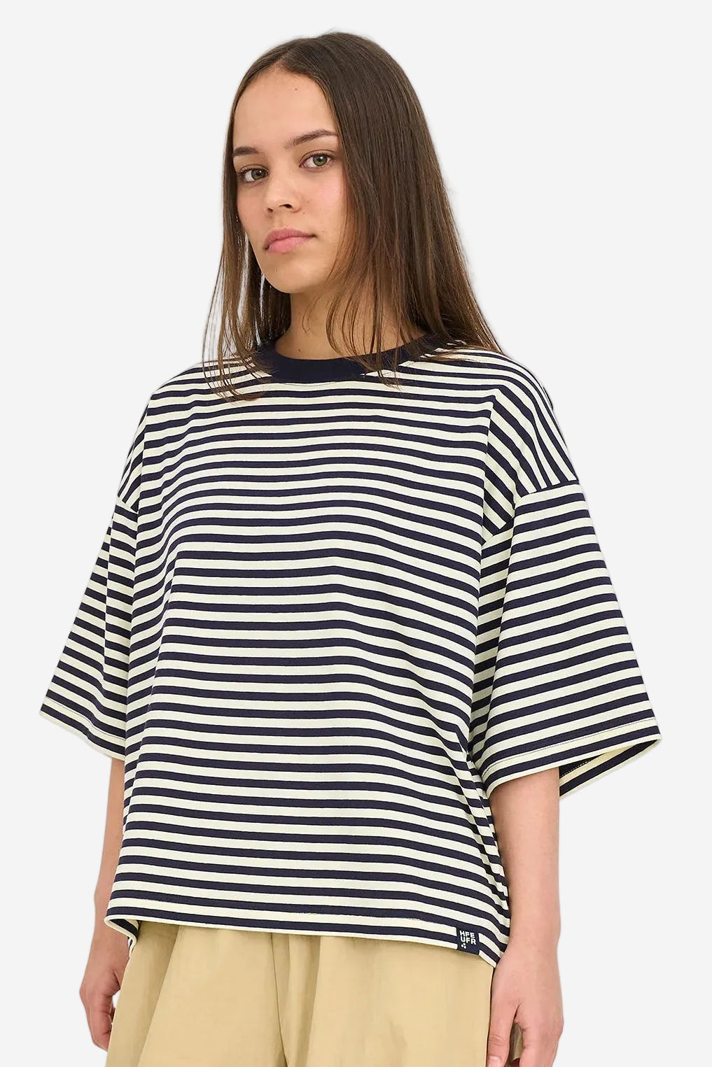 HUFFER STRIPE BILLIE TEE - BUTTER/NAVY - THE VOGUE STORE