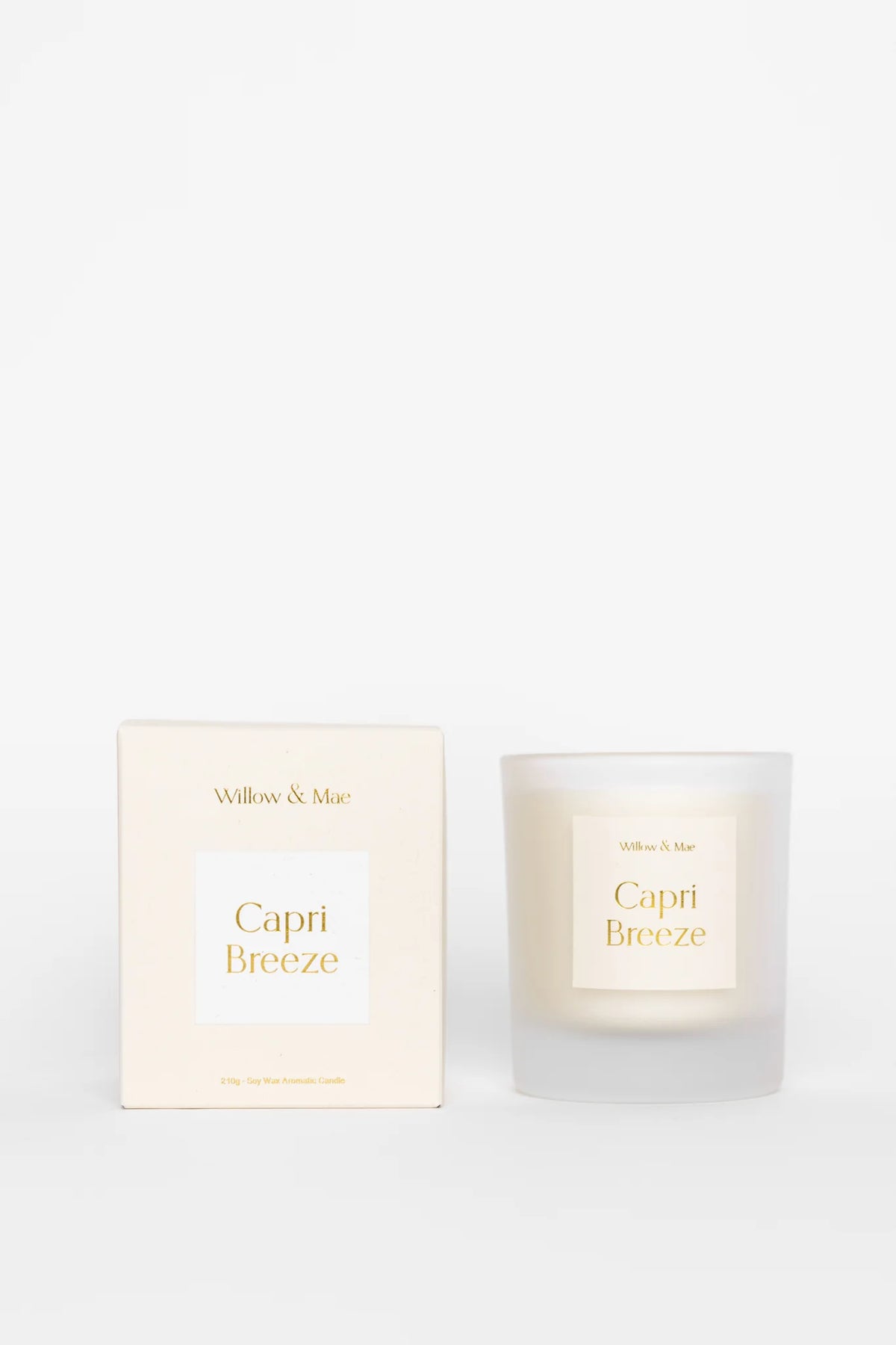 WILLOW & MAE CAPRI BREEZE IVORY 210G SOY CANDLE - THE VOGUE STORE