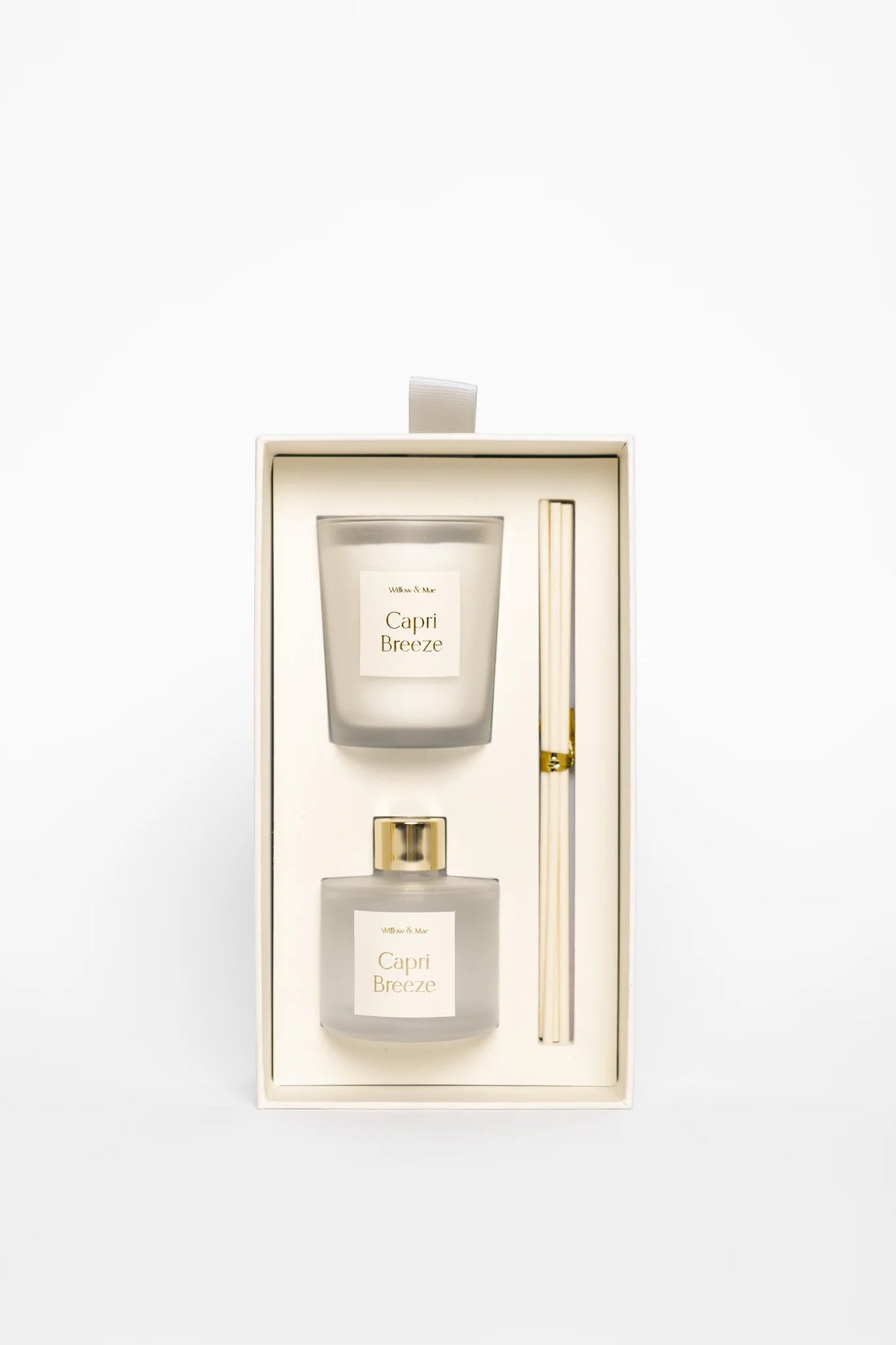 WILLOW & MAE CAPRI BREEZE IVORY 70G CANDLE + 50ML DIFFUSER SET - THE VOGUE STORE