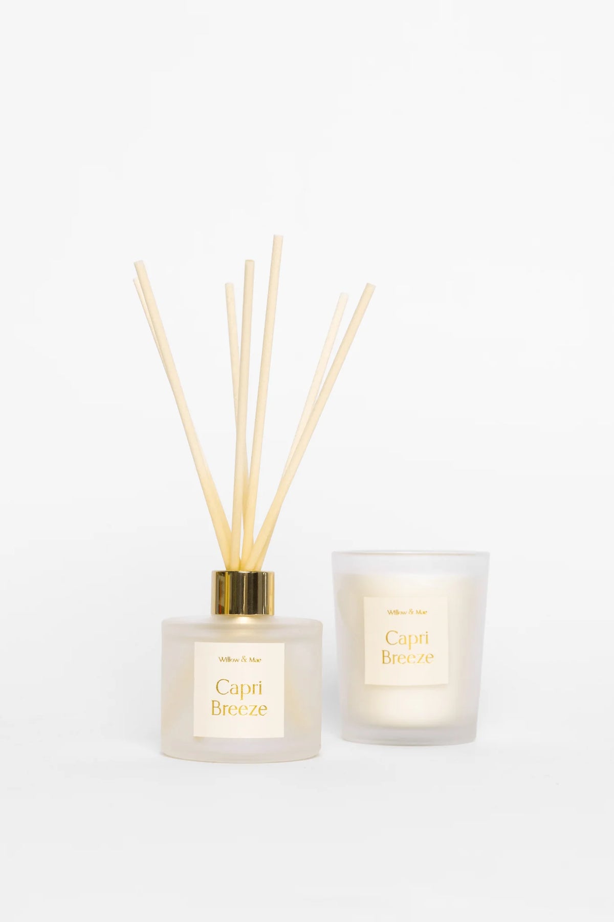 WILLOW & MAE CAPRI BREEZE IVORY 70G CANDLE + 50ML DIFFUSER SET - THE VOGUE STORE