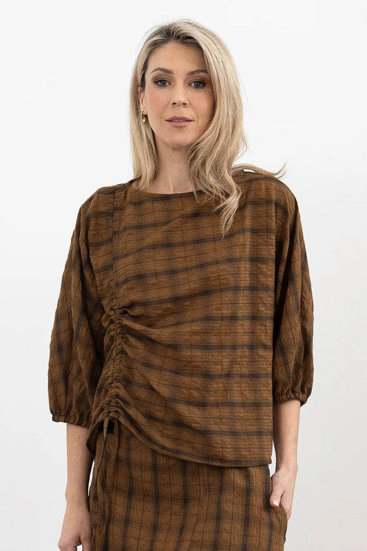 STYLE X LAB WHISPERING TOP - TAN - THE VOGUE STORE