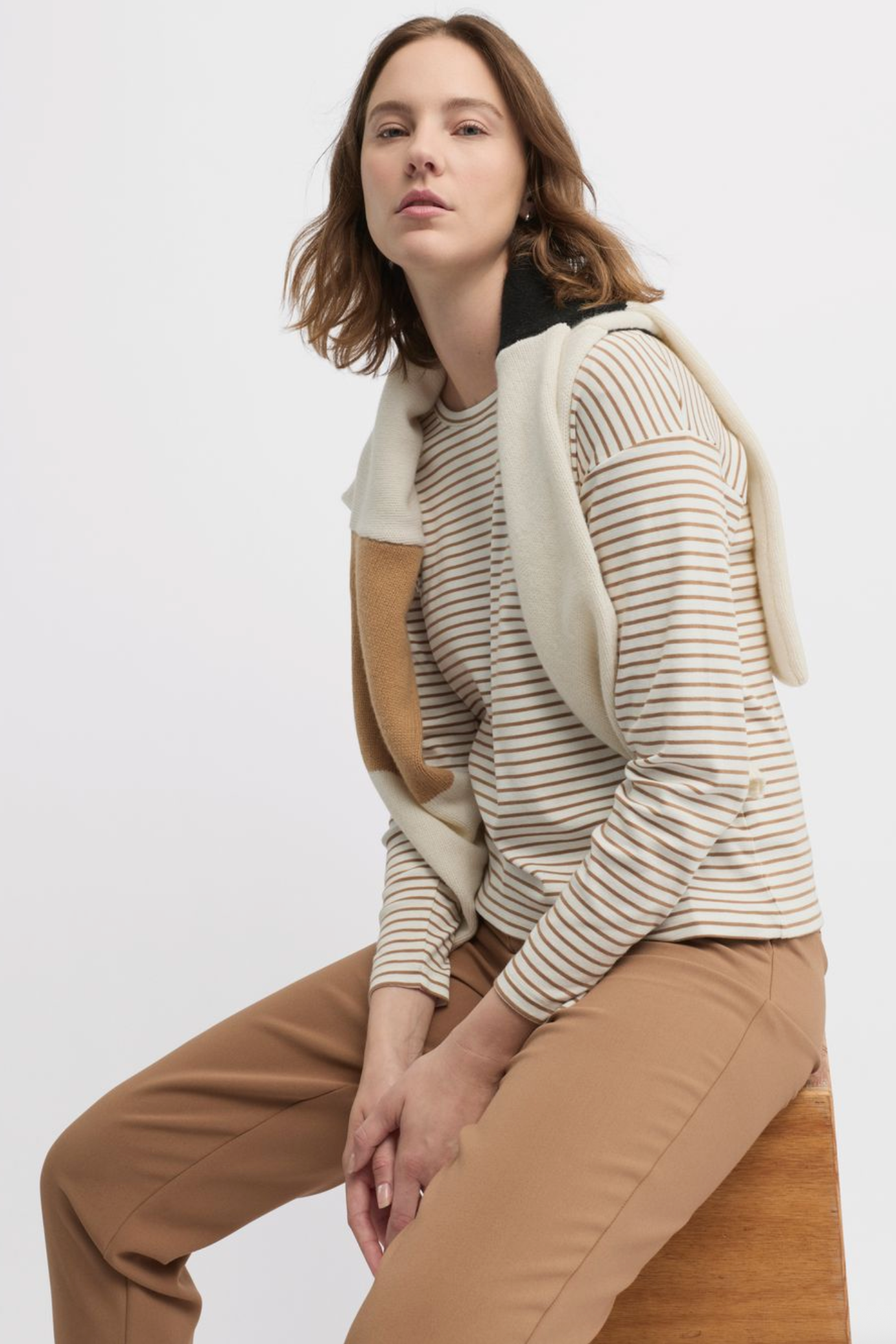 YARRA TRAIL DIVISION TEE - ECRU/ALMOND - THE VOGUE STORE