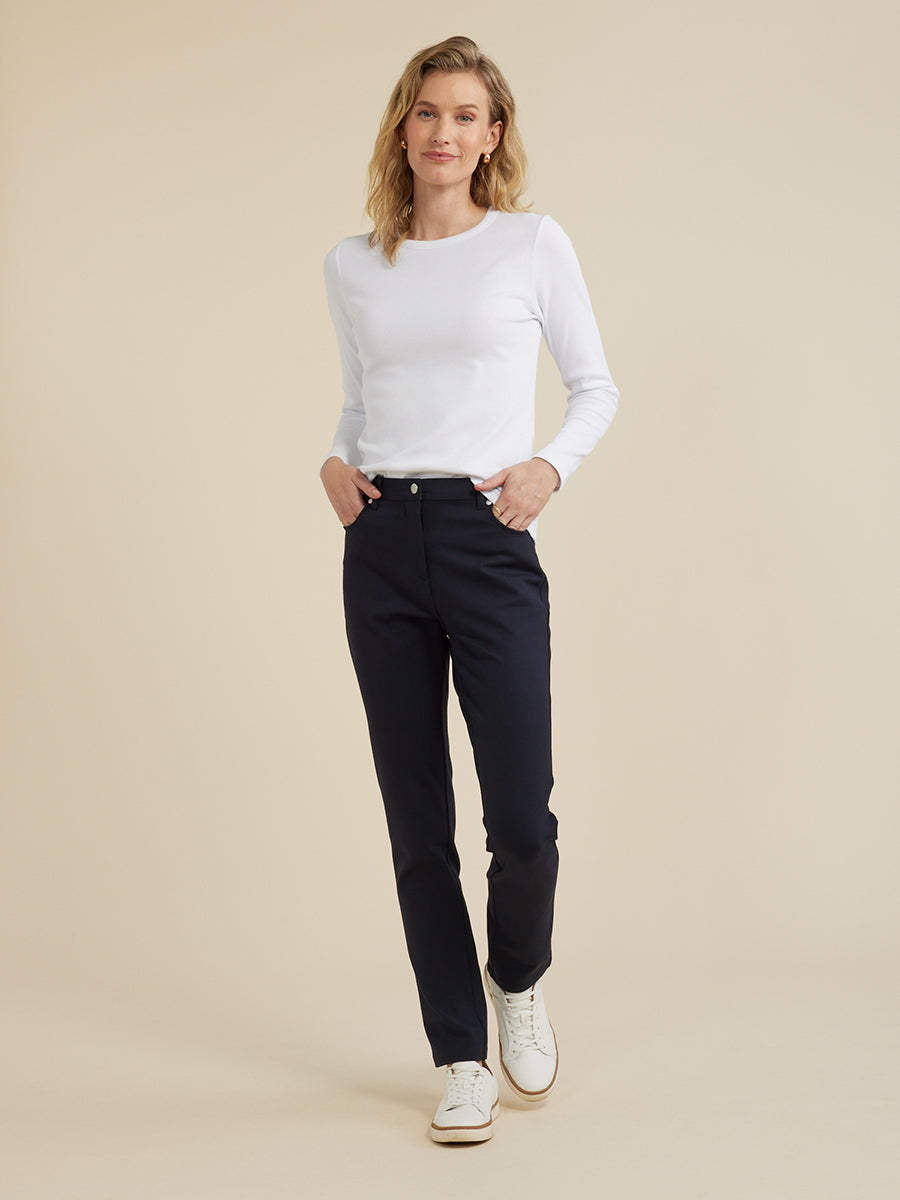 YARRA TRAIL SUPER STRETCH PANT - NAVY - THE VOGUE STORE