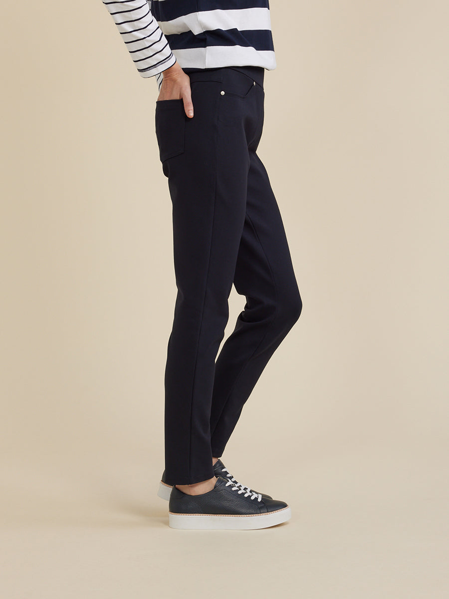 YARRA TRAIL PULL ON SUPER STRETCH PANT - NAVY - THE VOGUE STORE