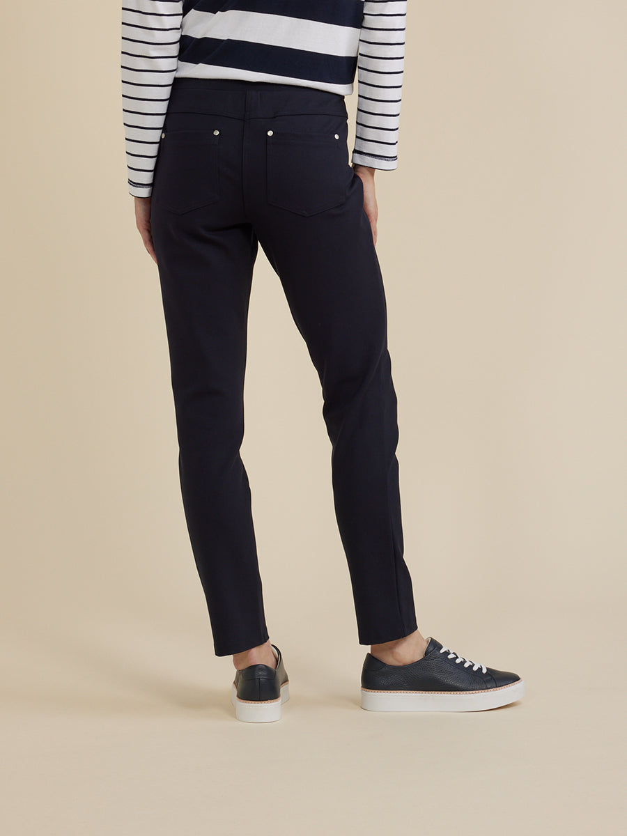 YARRA TRAIL PULL ON SUPER STRETCH PANT - NAVY - THE VOGUE STORE