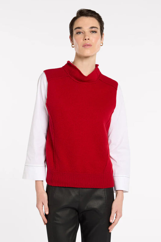 MARCO POLO LIGHTWEIGHT BOILED WOOL KNIT - CRIMSON - THE VOGUE STORE