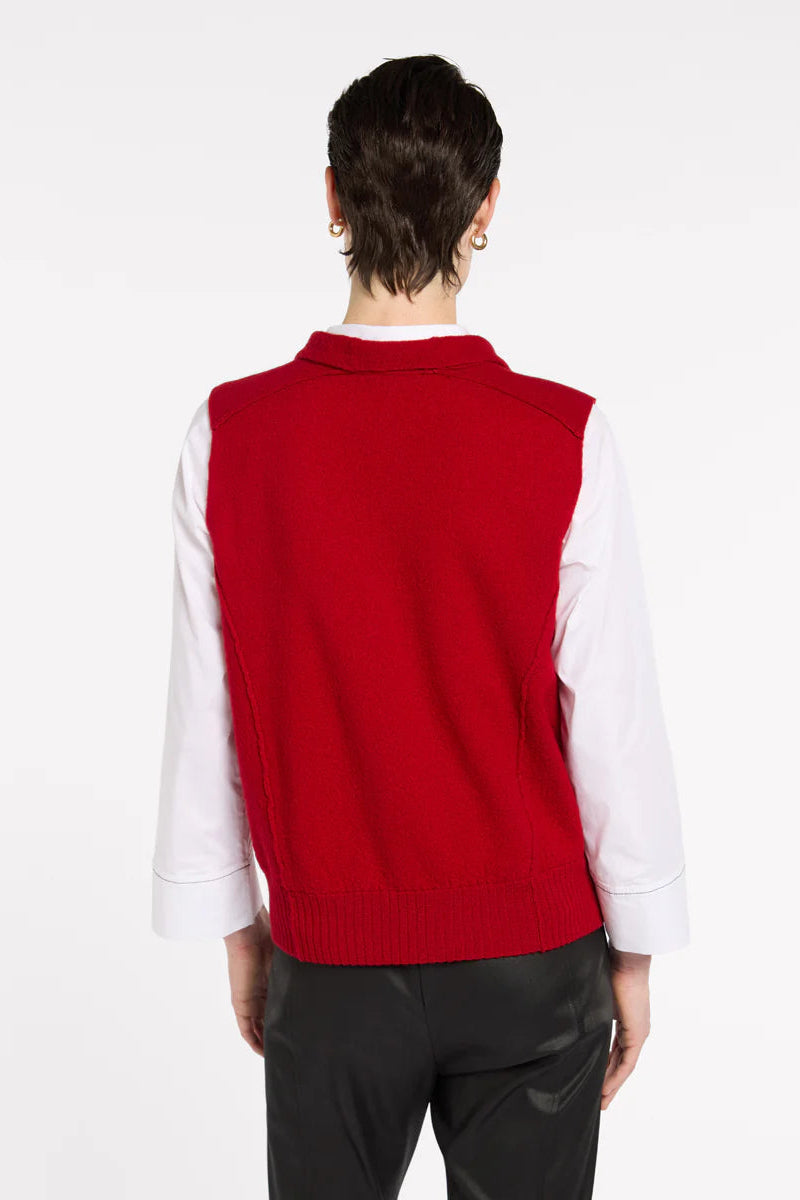 MARCO POLO LIGHTWEIGHT BOILED WOOL KNIT - CRIMSON - THE VOGUE STORE