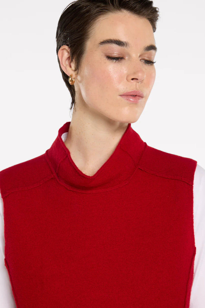 MARCO POLO LIGHTWEIGHT BOILED WOOL KNIT - CRIMSON - THE VOGUE STORE