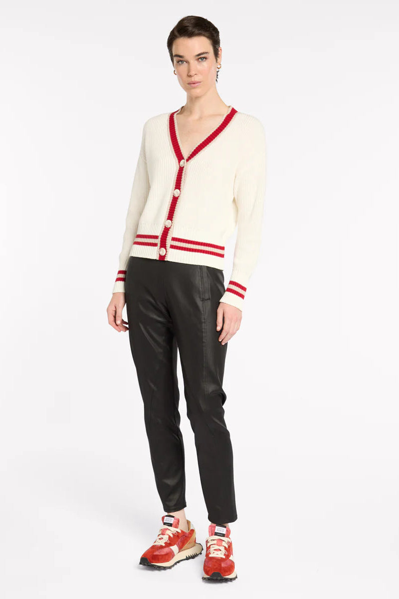 MARCO POLO RACER STRIPE CARDI - IVORY - THE VOGUE STORE