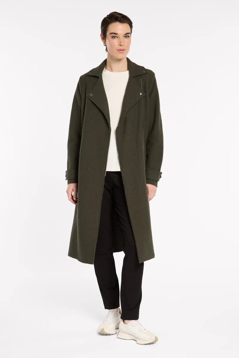 MARCO POLO BOILED WOOL MOTO COAT - KHAKI - THE VOGUE STORE