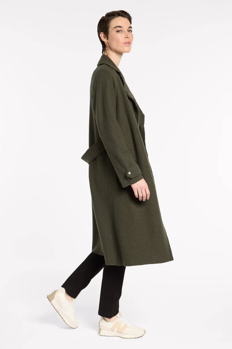 MARCO POLO BOILED WOOL MOTO COAT - KHAKI - THE VOGUE STORE