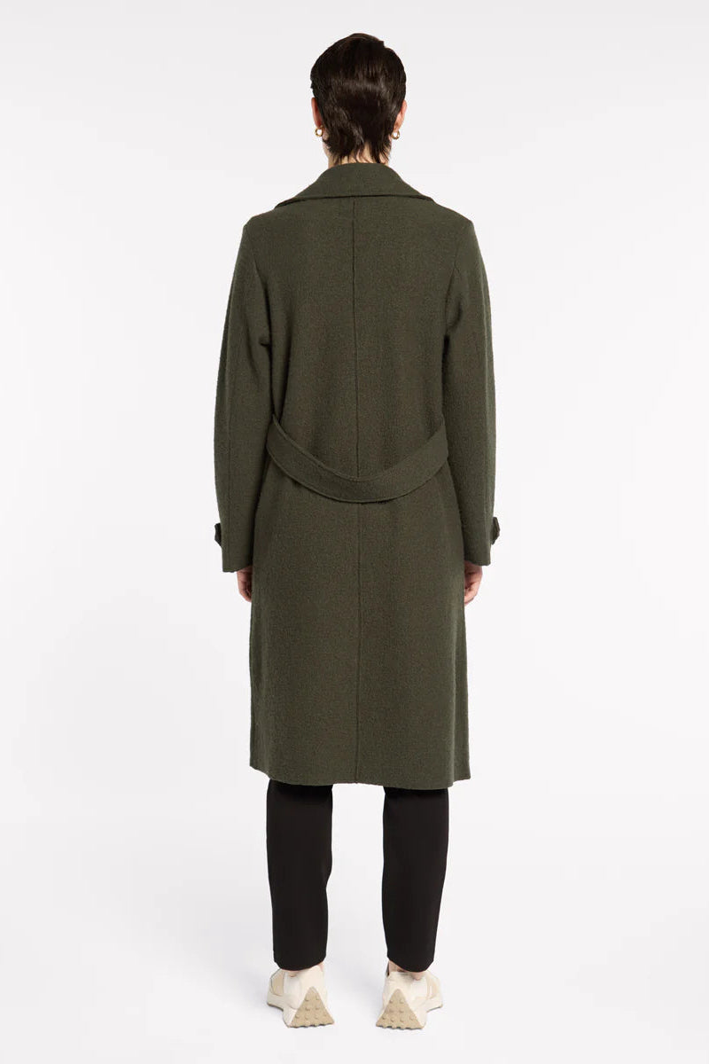 MARCO POLO BOILED WOOL MOTO COAT - KHAKI - THE VOGUE STORE