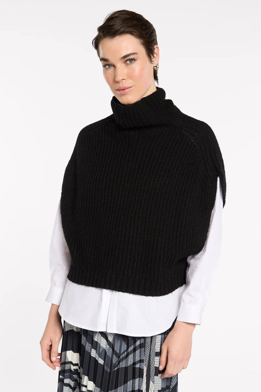 MARCO POLO CHUNKY KNIT PULL OVER - BLACK - THE VOGUE STORE