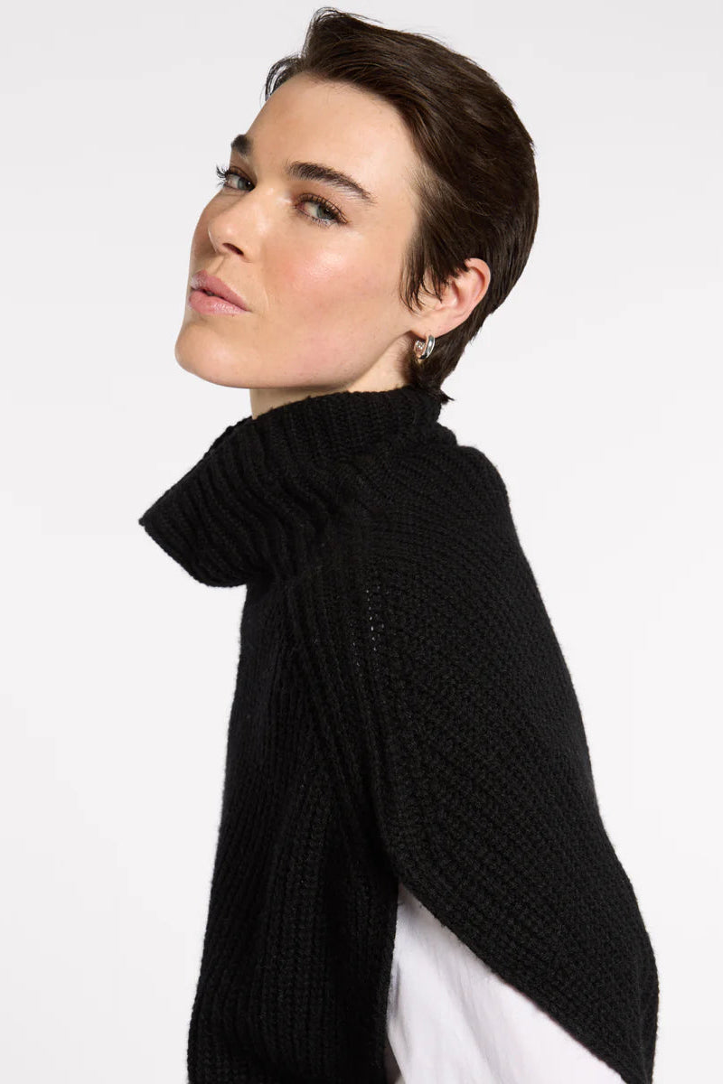 MARCO POLO CHUNKY KNIT PULL OVER - BLACK - THE VOGUE STORE
