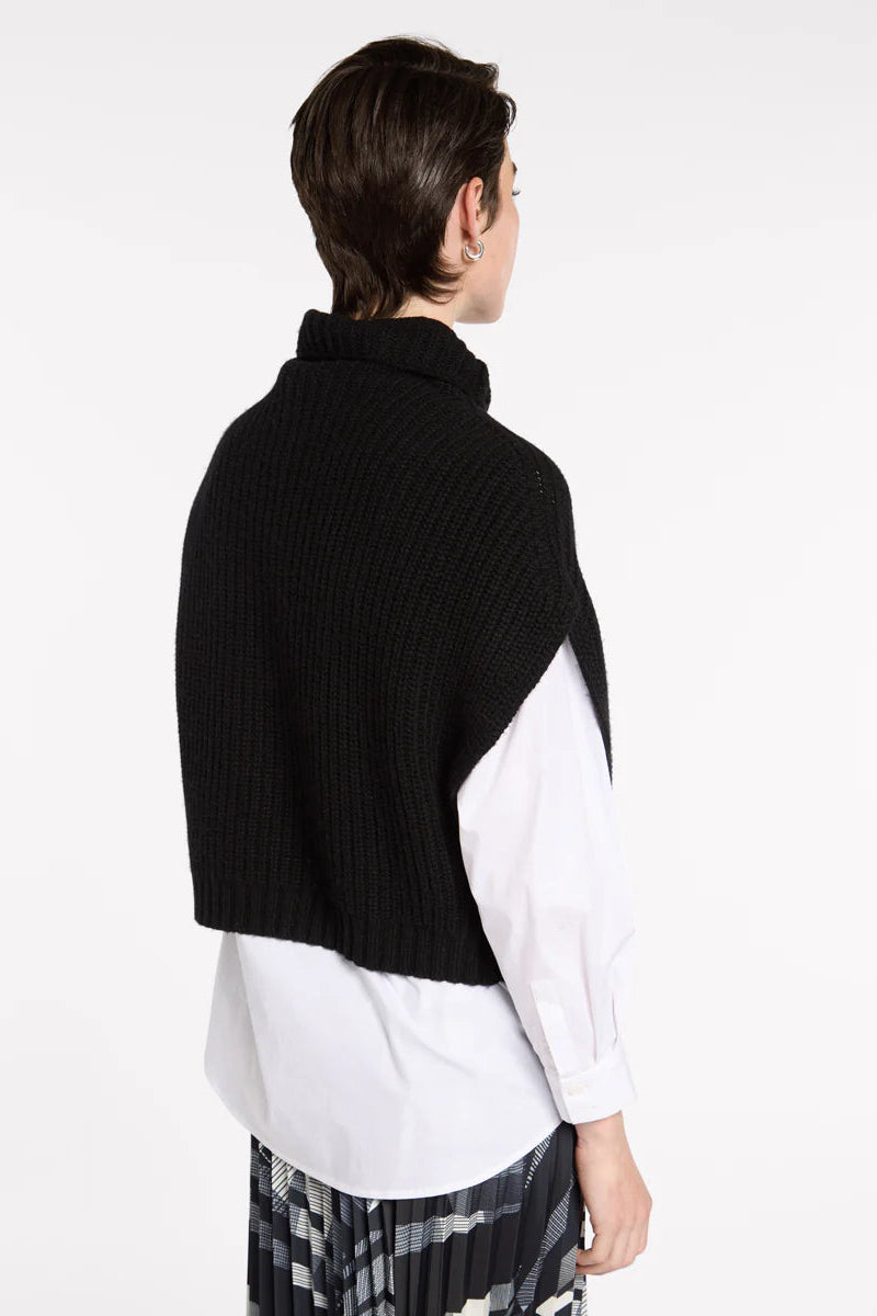MARCO POLO CHUNKY KNIT PULL OVER - BLACK - THE VOGUE STORE