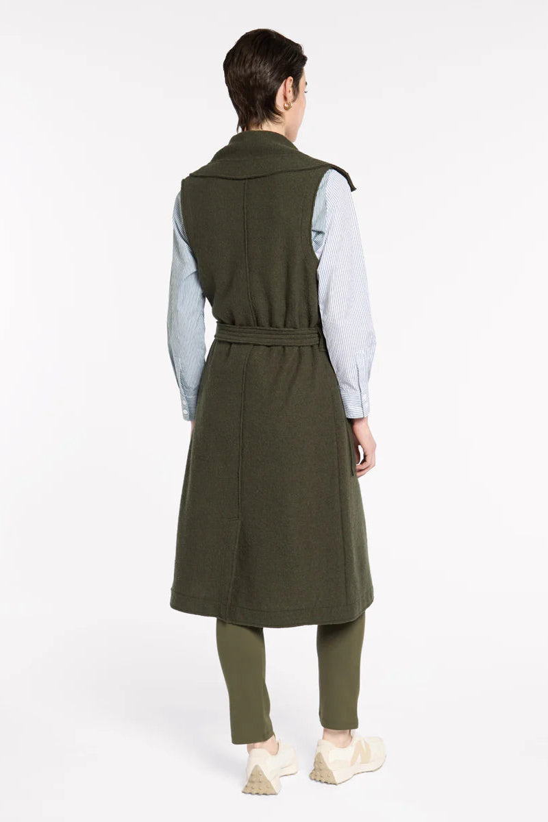 MARCO POLO BOILED WOOL WRAP VEST - KHAKI - THE VOGUE STORE