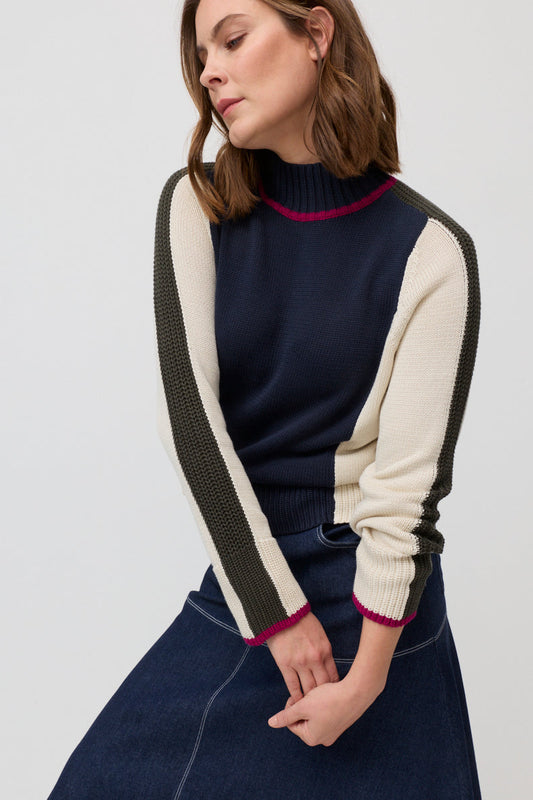 MARCO POLO TEAM COLOURS SWEATER - NAVY MIX - THE VOGUE STORE