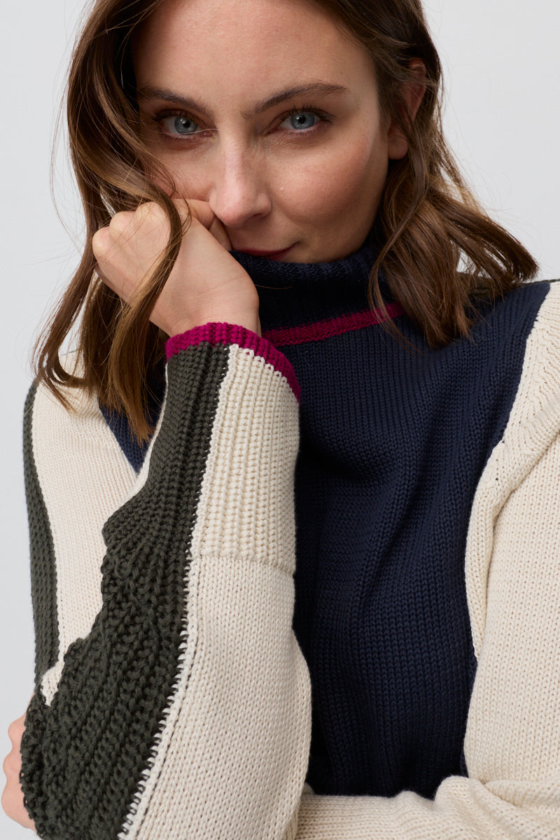 MARCO POLO TEAM COLOURS SWEATER - NAVY MIX - THE VOGUE STORE