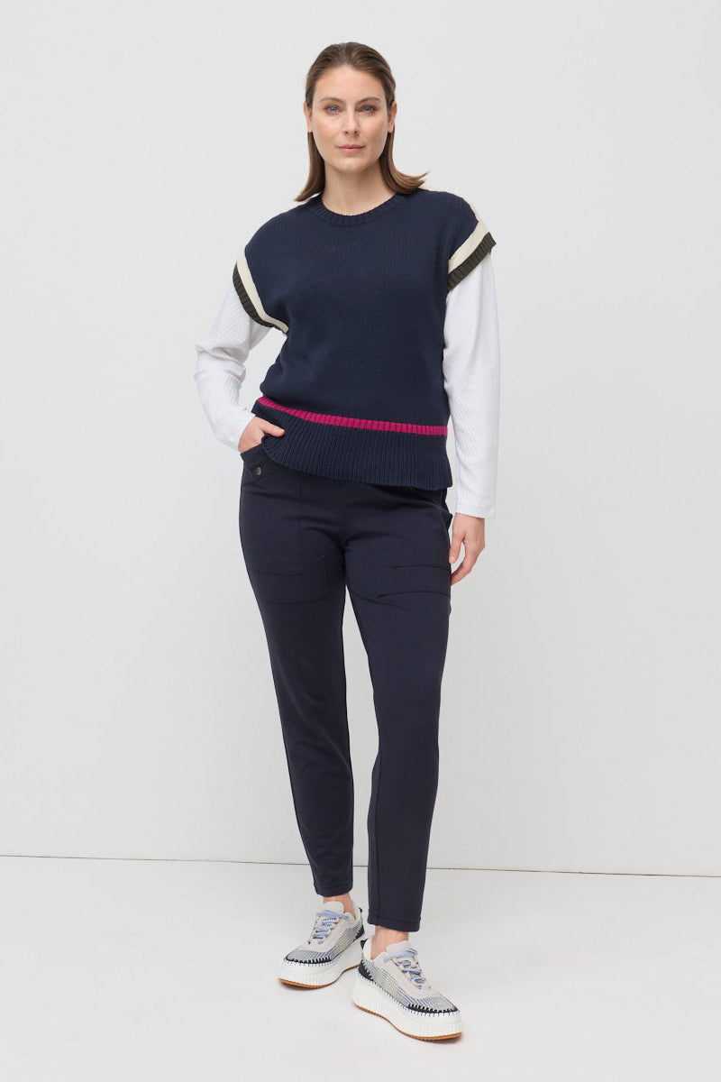 MARCO POLO TEAM COLOURS KNIT VEST - NAVY MIX - THE VOGUE STORE