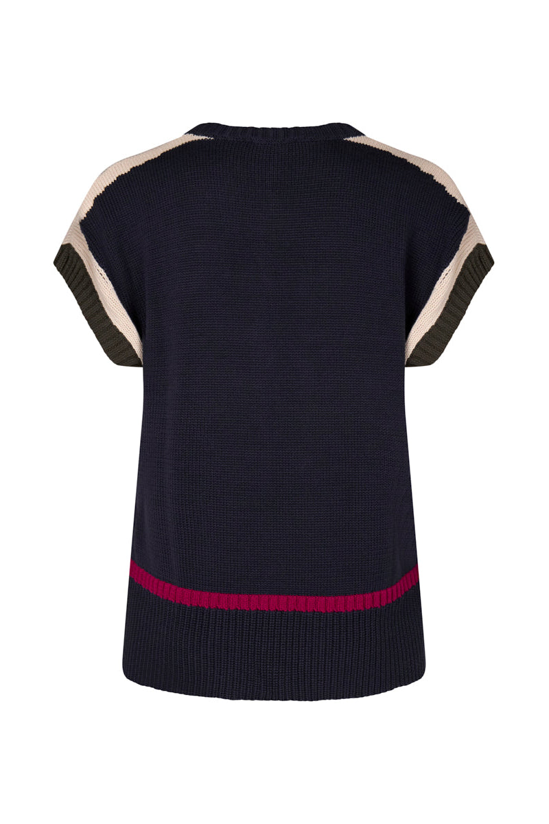 MARCO POLO TEAM COLOURS KNIT VEST - NAVY MIX - THE VOGUE STORE