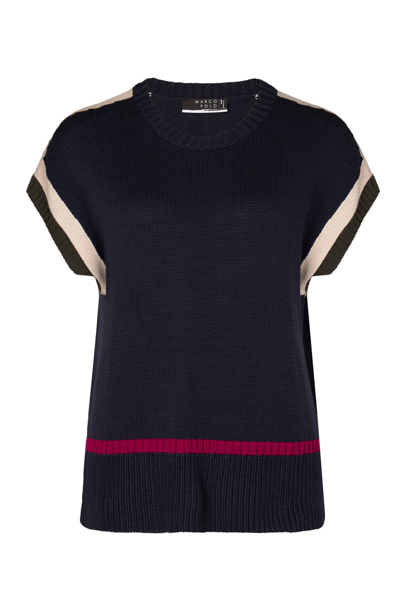 MARCO POLO TEAM COLOURS KNIT VEST - NAVY MIX - THE VOGUE STORE