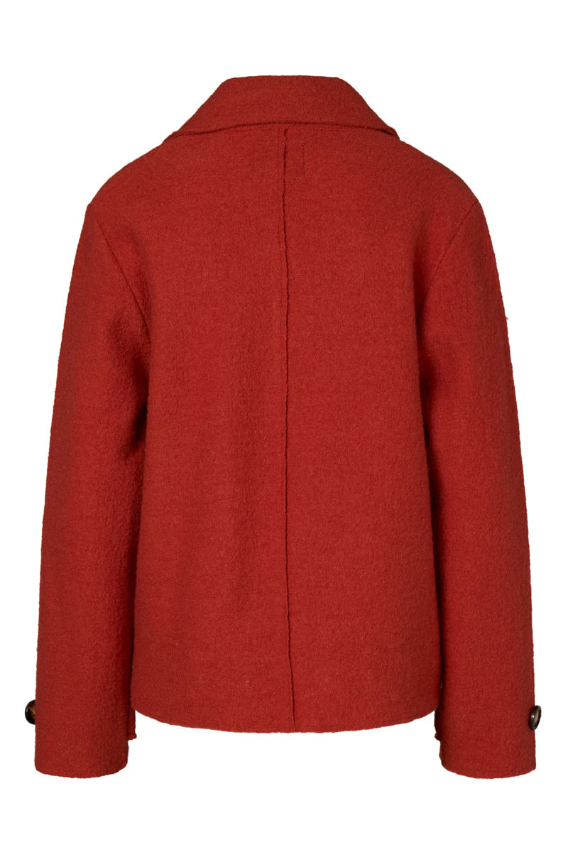 MARCO POLO CROPPED BOILED WOOL JACKET - COPPER - THE VOGUE STORE