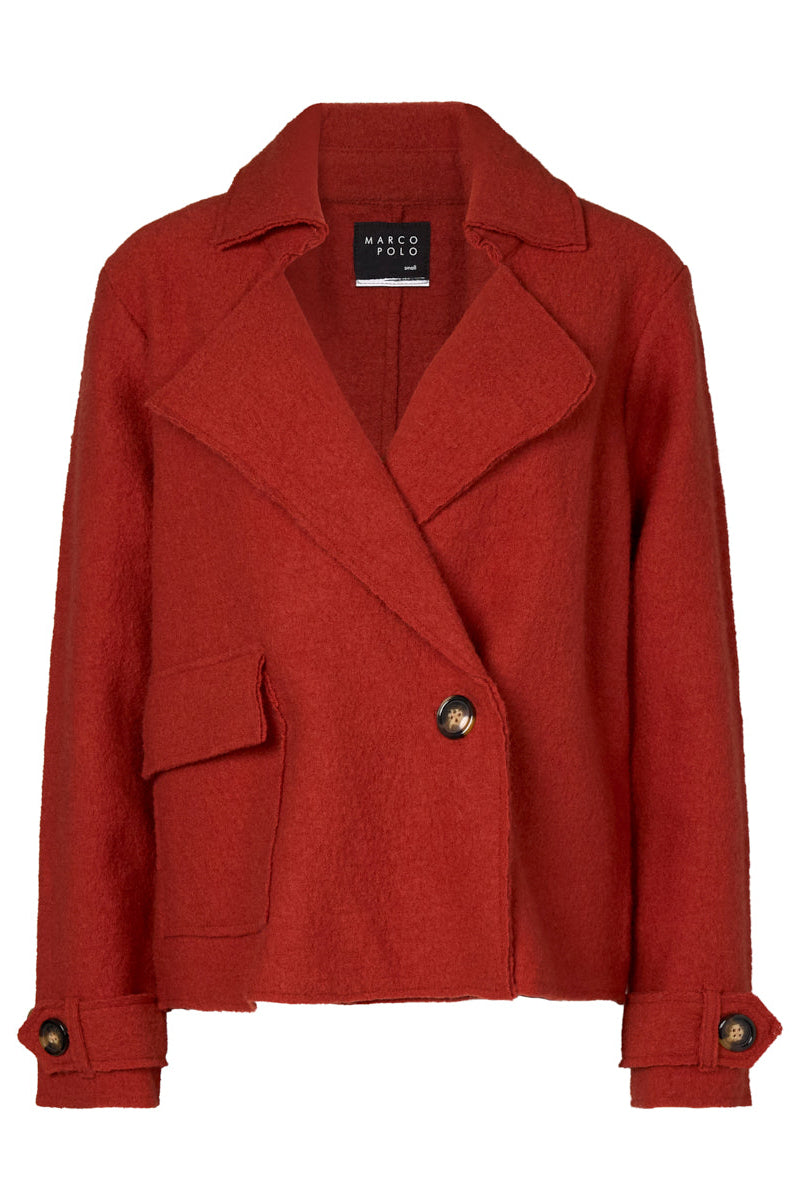 MARCO POLO CROPPED BOILED WOOL JACKET - COPPER - THE VOGUE STORE