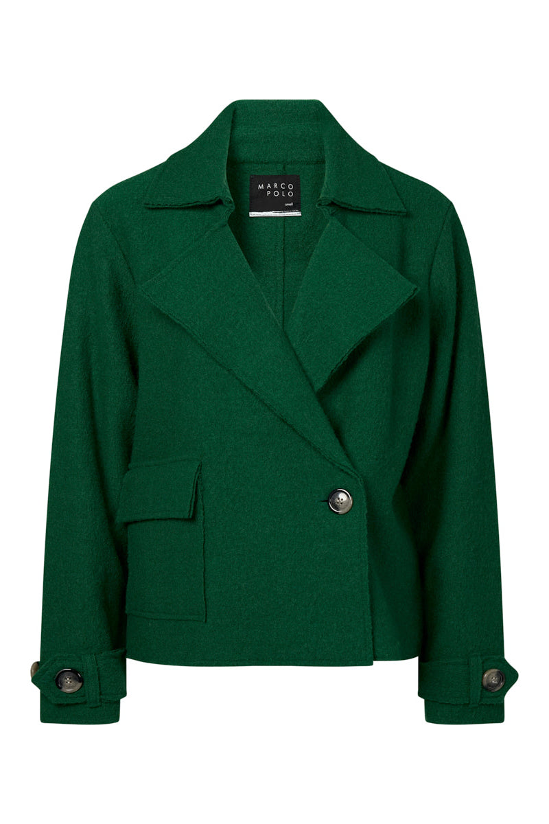 MARCO POLO CROPPED BOILED WOOL JACKET - DEEP PINE - THE VOGUE STORE