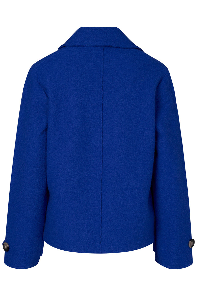 MARCO POLO CROPPED BOILED WOOL JACKET - LAPIS - THE VOGUE STORE