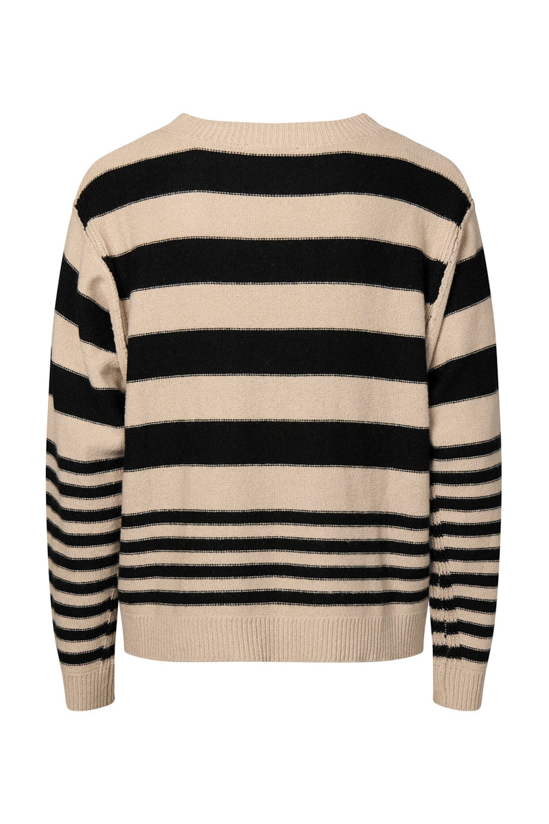 MARCO POLO GROUND STROKES SWEATER - BLACK/STONE - THE VOGUE STORE
