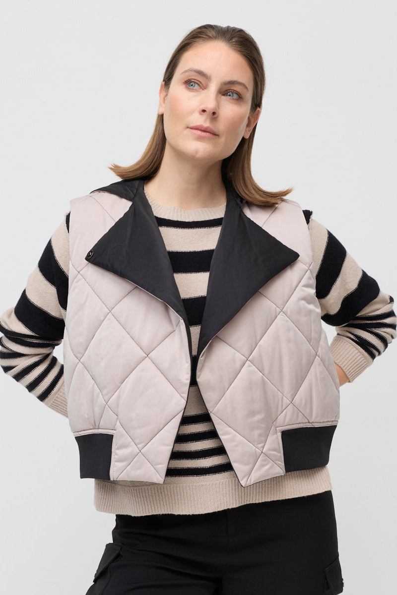 MARCO POLO GROUND STROKES SWEATER - BLACK/STONE - THE VOGUE STORE