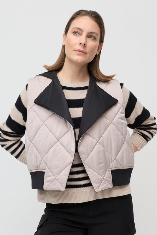 MARCO POLO GROUND STROKES SWEATER - BLACK/STONE - THE VOGUE STORE