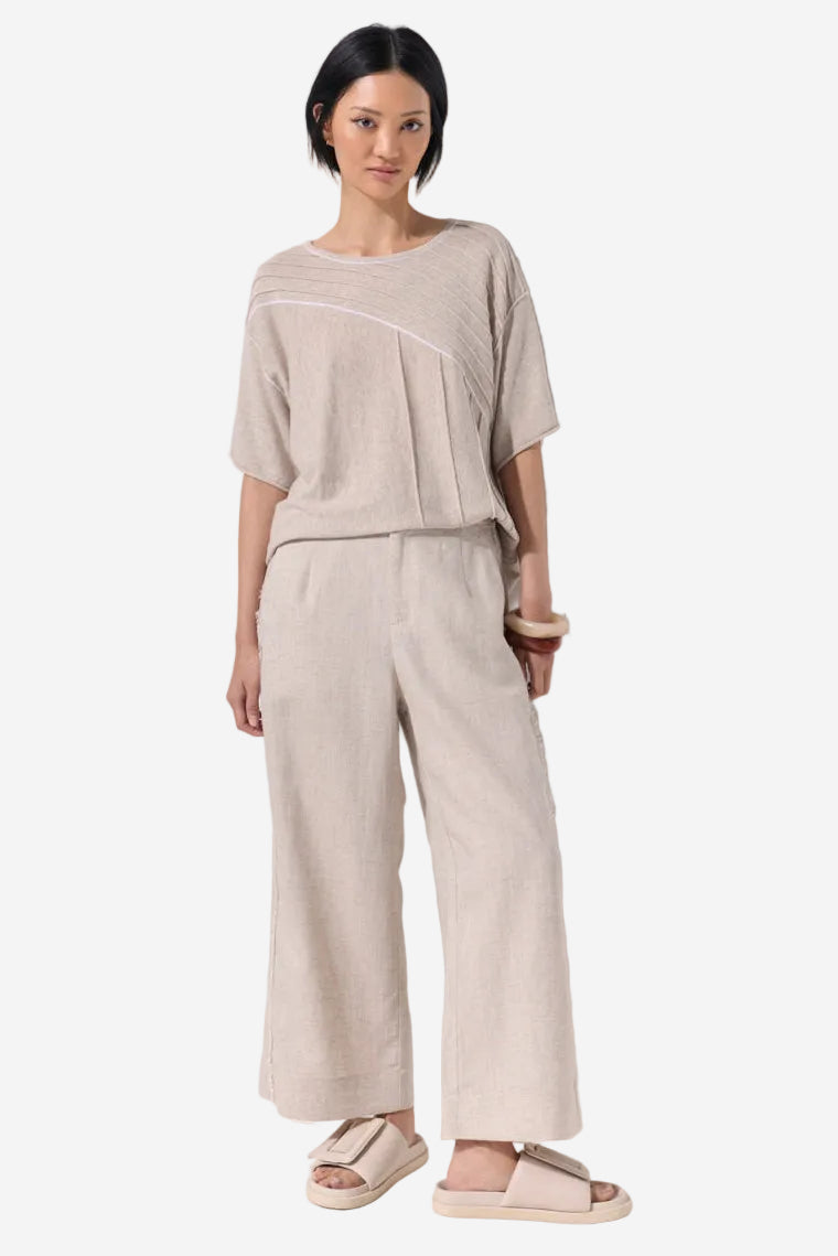 MARCO POLO FINE PINSTITCH KNIT - STONE - THE VOGUE STORE