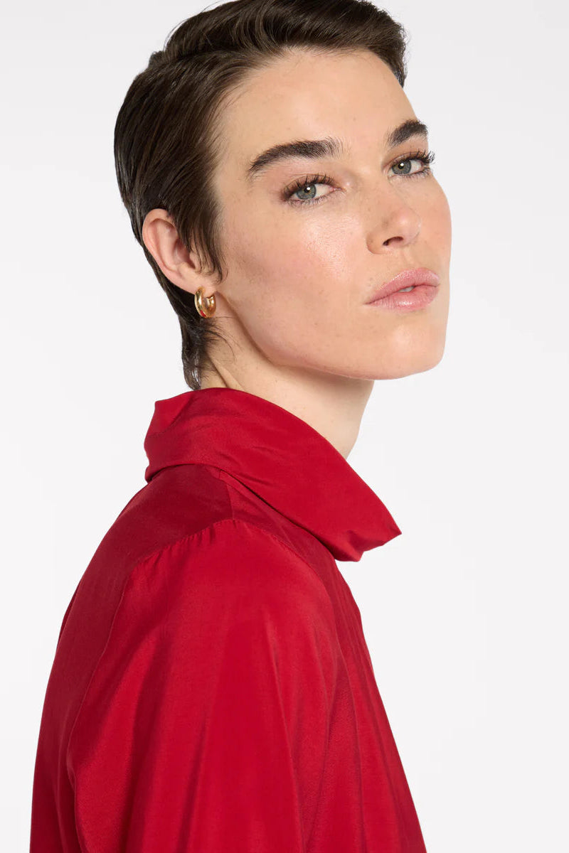 MARCO POLO ETERNAL PLEAT TOP - CRIMSON - THE VOGUE STORE
