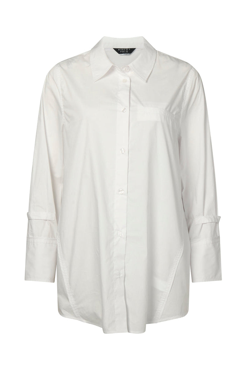 MARCO POLO ESSENTIAL POPLIN SHIRT - WHITE - THE VOGUE STORE