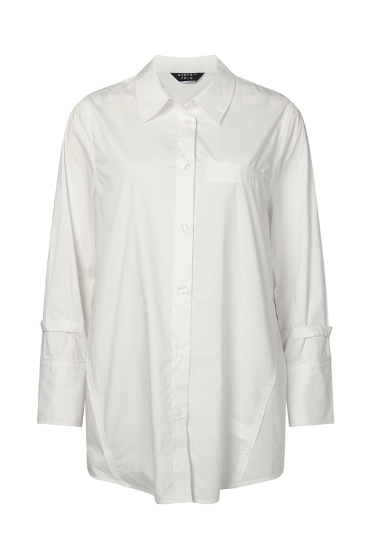 MARCO POLO ESSENTIAL POPLIN SHIRT - WHITE - THE VOGUE STORE