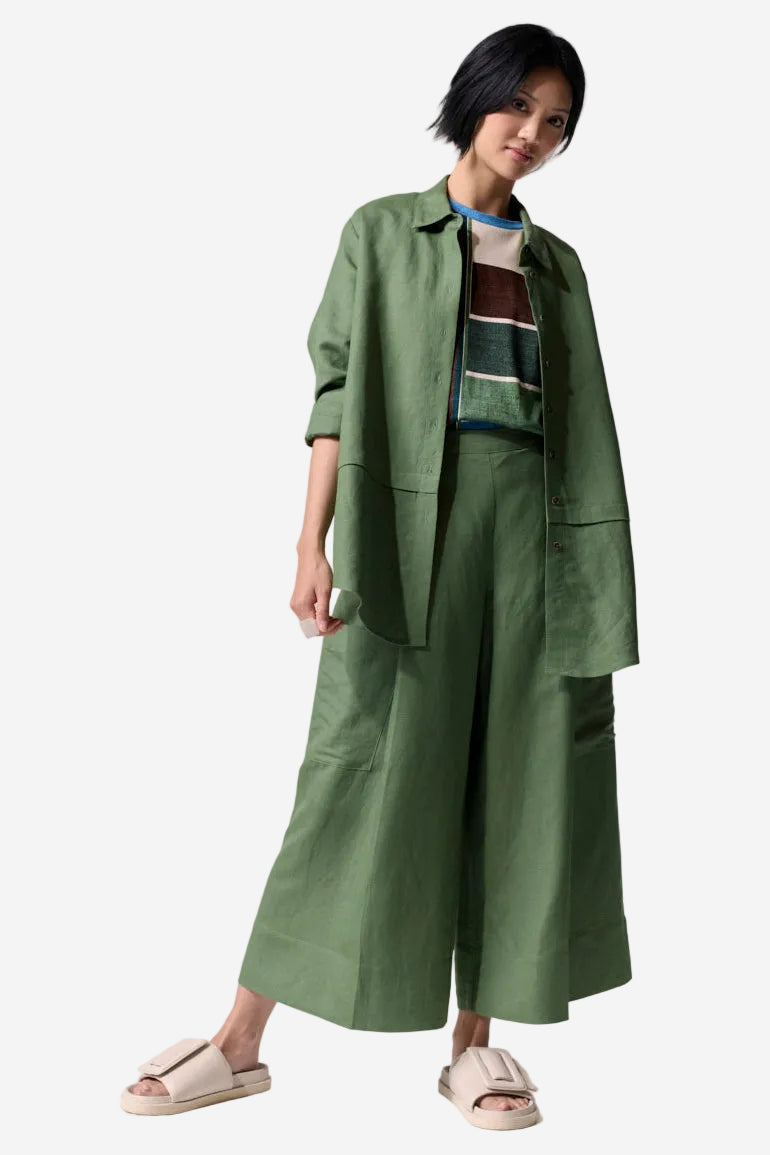 MARCO POLO TUCK DETAIL LINEN OVERSHIRT - NATURE- THE VOGUE STORE