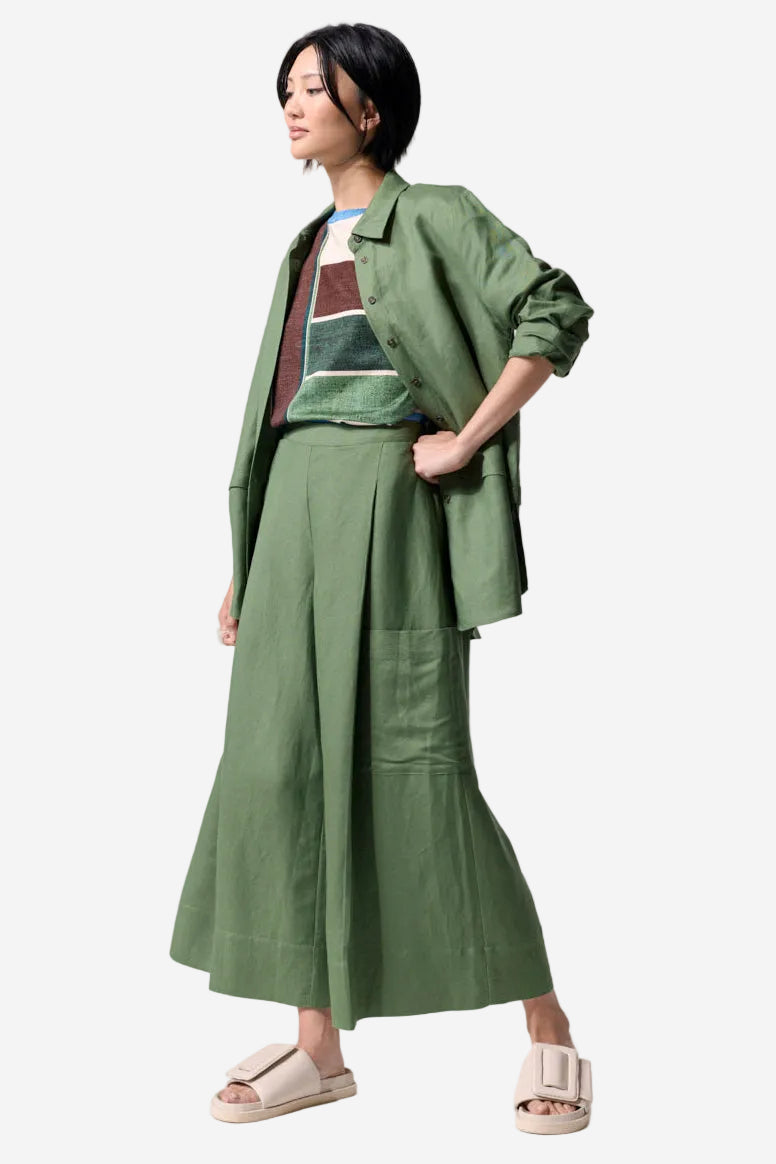 MARCO POLO DEEP PLEAT POCKET CULOTTE - NATURE - THE VOGUE STORE