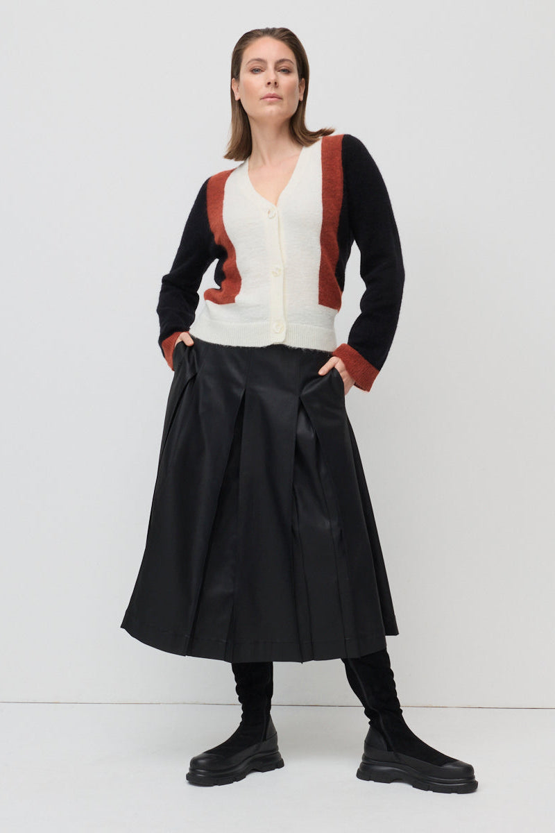 MARCO POLO WAX COATED SKIRT - BLACK - THE VOGUE STORE