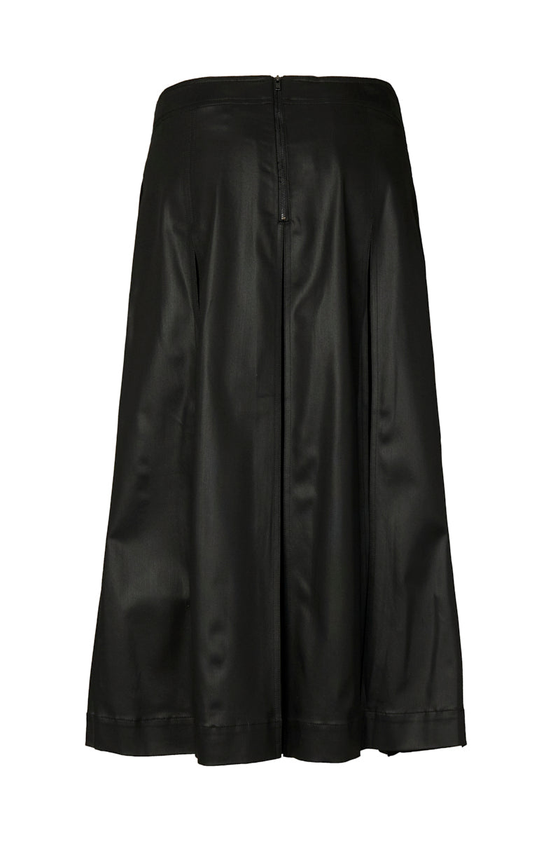 MARCO POLO WAX COATED SKIRT - BLACK - THE VOGUE STORE