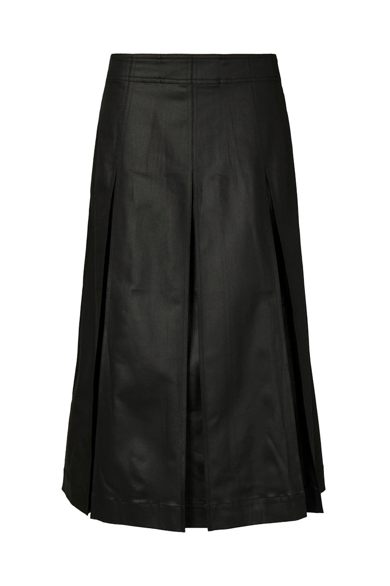MARCO POLO WAX COATED SKIRT - BLACK - THE VOGUE STORE