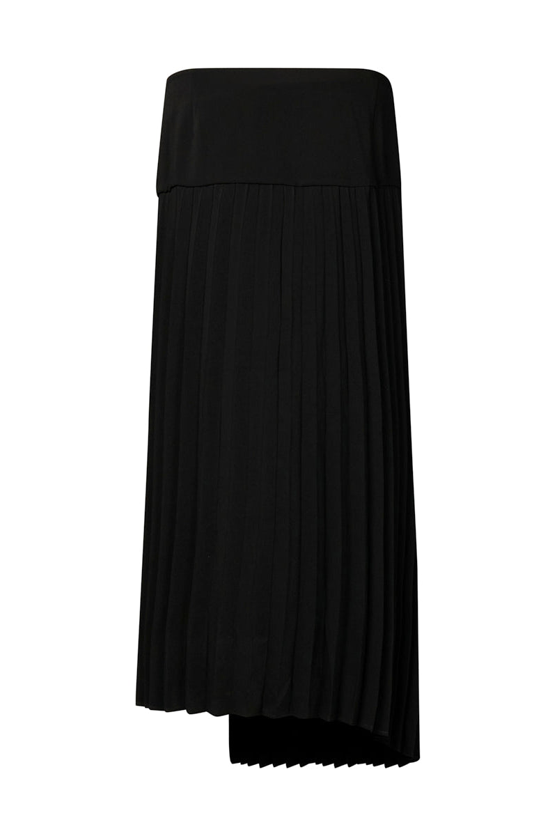 MARCO POLO PLEATED WRAP SHIRT - BLACK - THE VOGUE STORE