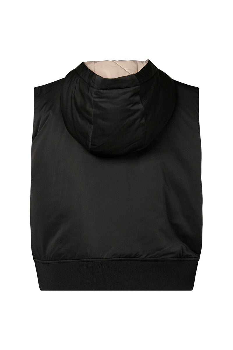 MARCO POLO REVERSIBLE QUILTED VEST - BLACK/STONE  - THE VOGUE STORE