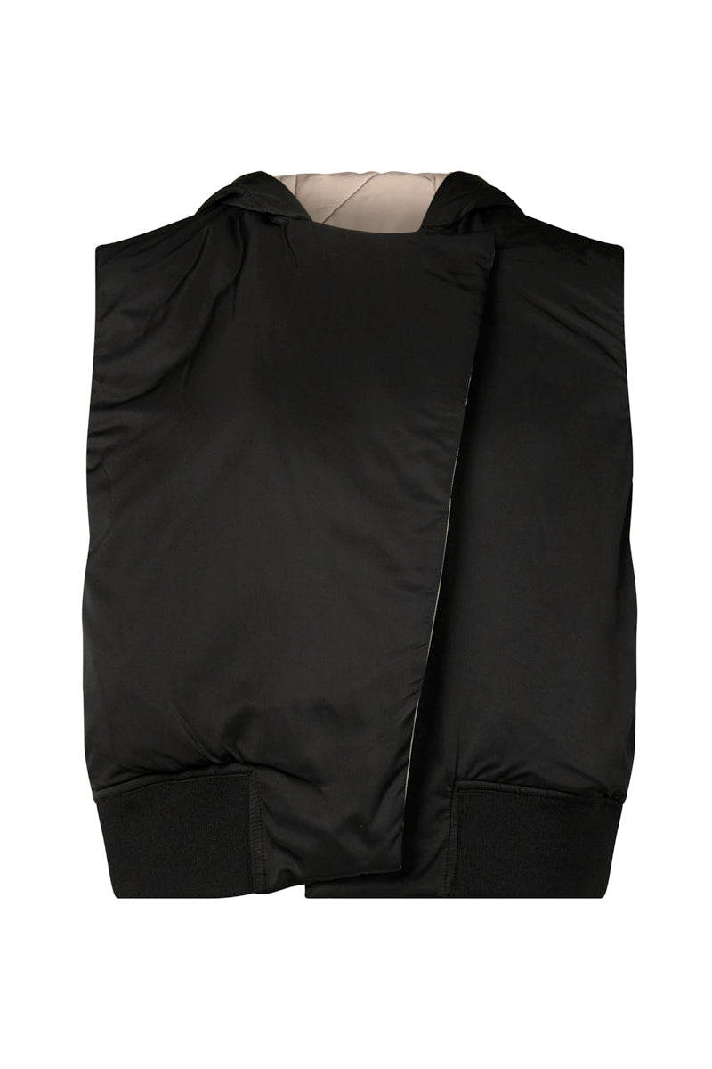 MARCO POLO REVERSIBLE QUILTED VEST - BLACK/STONE  - THE VOGUE STORE