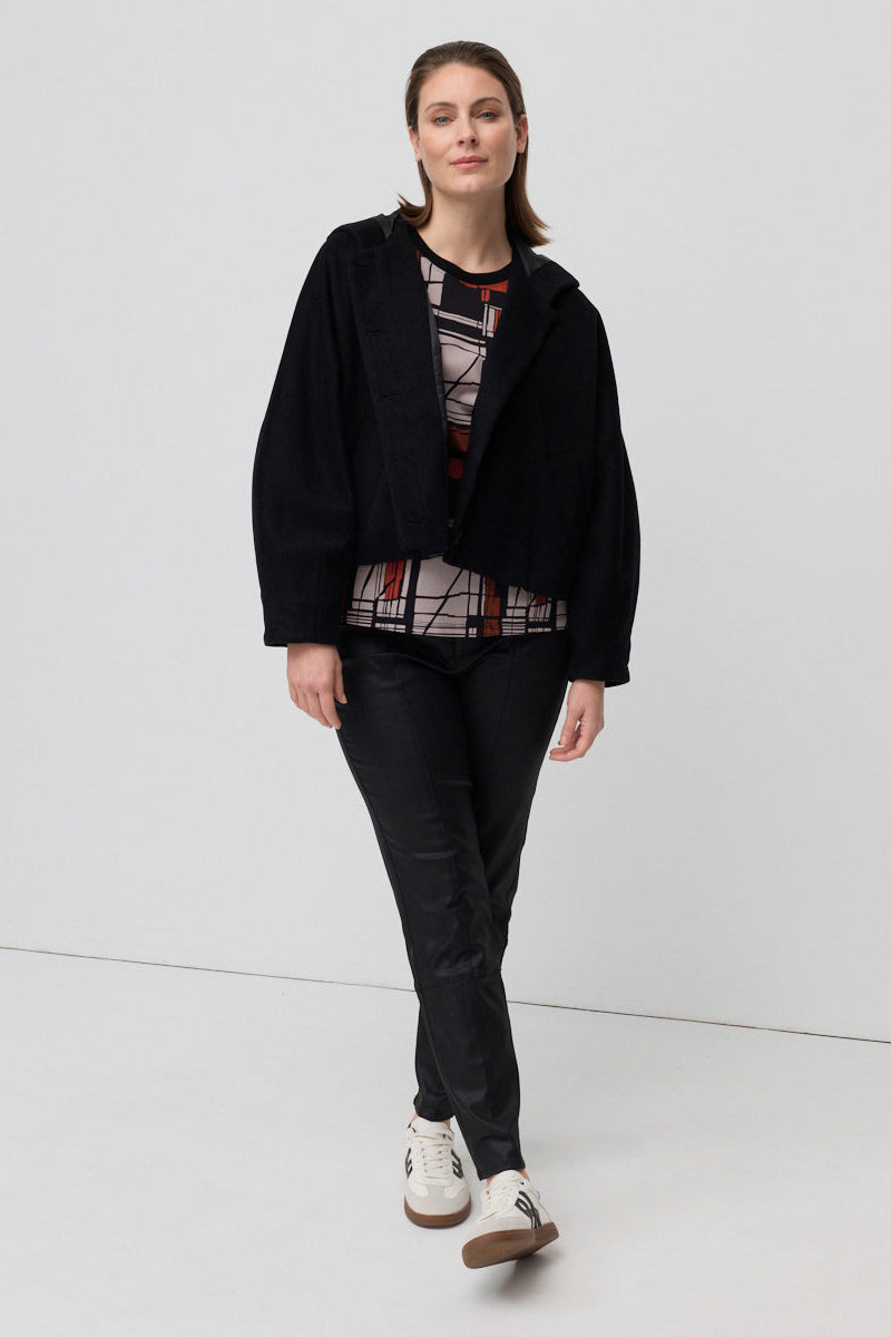 MARCO POLO WOOL BLEND HOODED JACKET - BLACK - THE VOGUE STORE