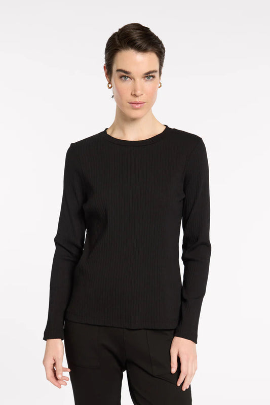 MARCO POLO ESSENTIAL RIB TOP - BLACK - THE VOGUE STORE