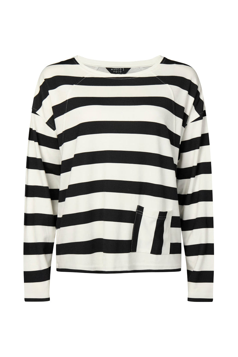 MARCO POLO WIDE STRIPE SWEAT - BLACK/WHITE