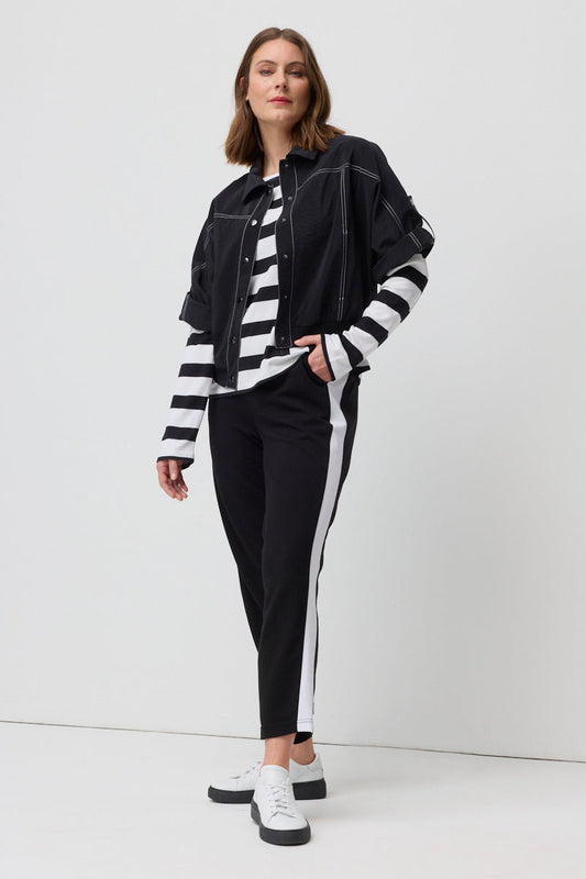 MARCO POLO WIDE STRIPE SWEAT - BLACK/WHITE