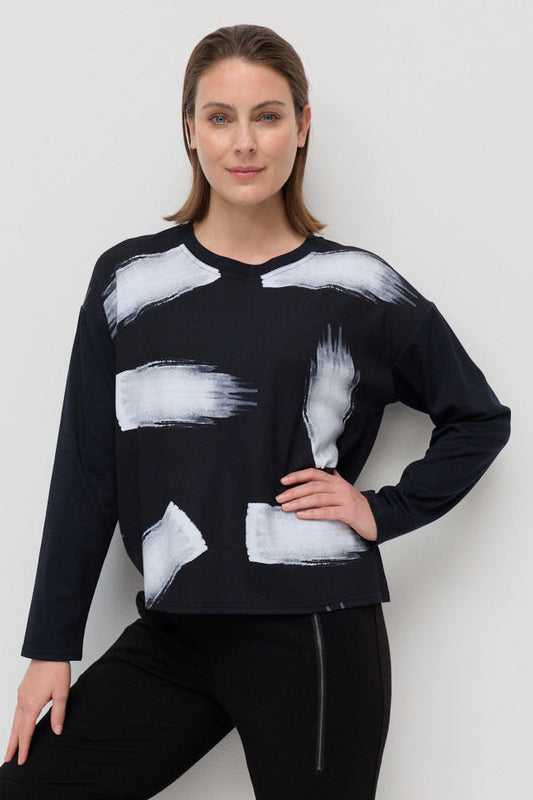 MARCO POLO SIGNATURE STROKE TOP - BLACK - THE VOGUE STORE